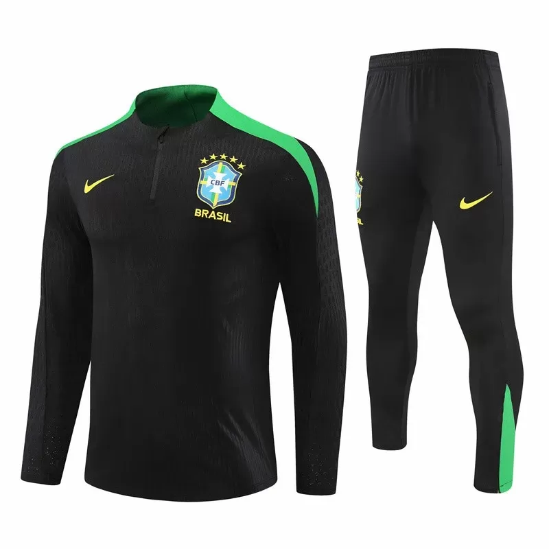 2024 2025 Brazil National Team Mens Black Training Technical Tracksuit Kit