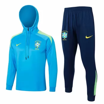 2024 2025 Brazil National Team Mens Blue Hooded Training Technical Tracksuit Kit