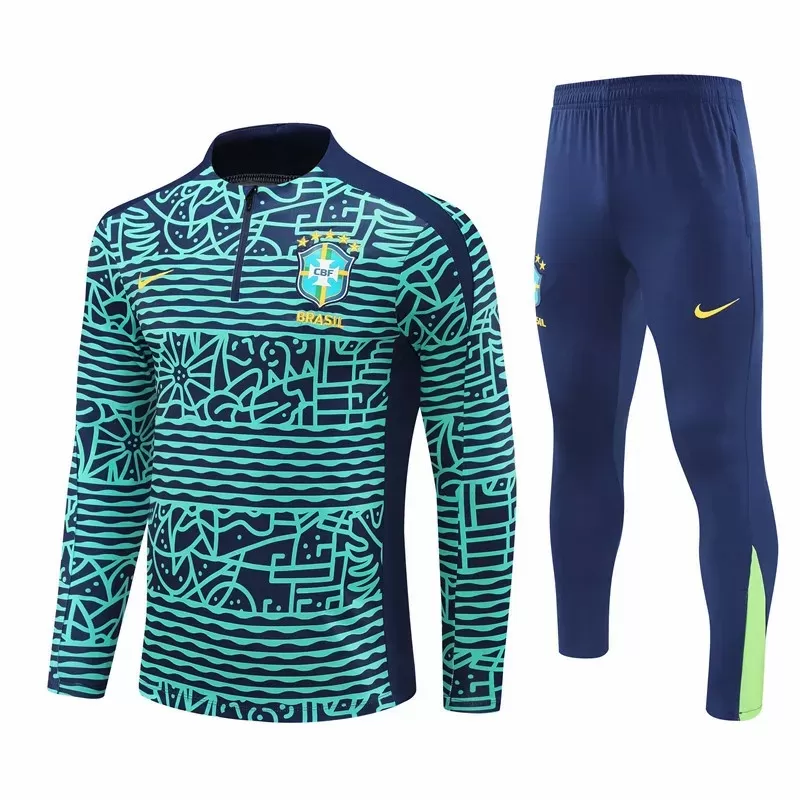 2024 2025 Brazil National Team Mens Blue Training Technical Tracksuit Kit