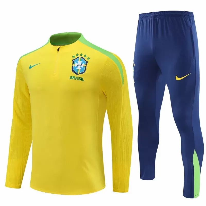 2024 2025 Brazil National Team Mens Yellow Training Technical Tracksuit Kit