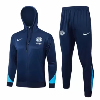 2024 2025 Chelsea Mens Navy Training Hooded Presentation Soccer Tracksuit Kit