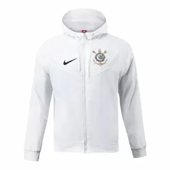 2024 2025 Corinthians Mens White Hooded Windrunner Soccer Jacket
