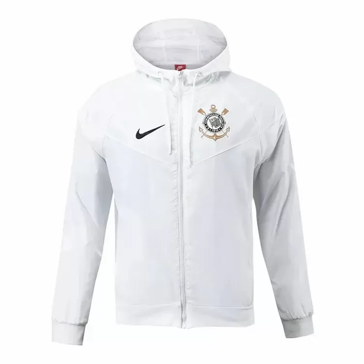 2024 2025 Corinthians Mens White Hooded Windrunner Soccer Jacket 2024 2025 Corinthians Mens White Hooded Windrunner Soccer Jacket