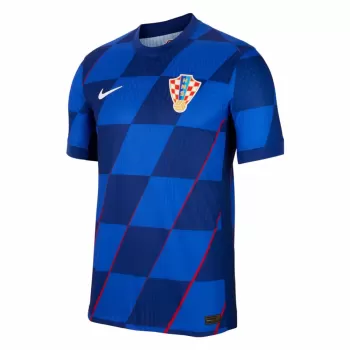 2024 2025 Croatia Mens Away Soccer Jersey Blue Slanted Checks