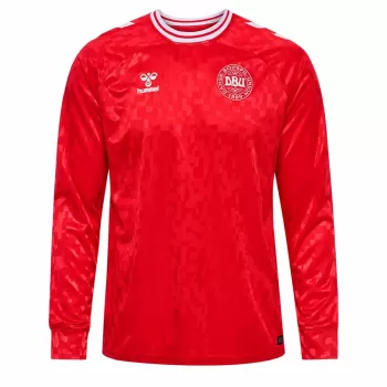 2024 2025 Denmark Mens Home Long Sleeve Soccer Jersey Red