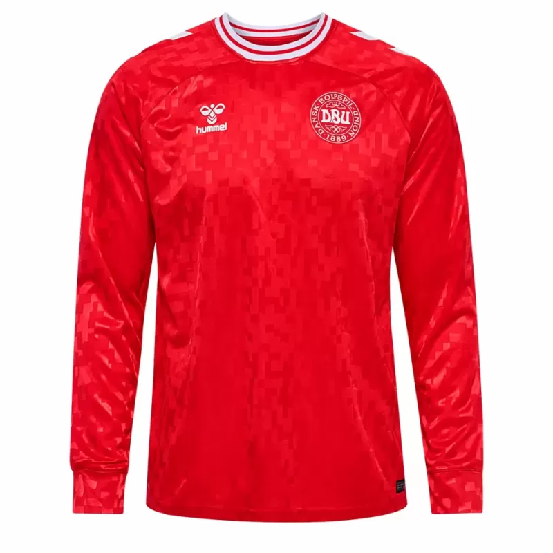 2024 2025 Denmark Mens Home Long Sleeve Soccer Jersey Red 2024 2025 Denmark Mens Home Long Sleeve Soccer Jersey Red