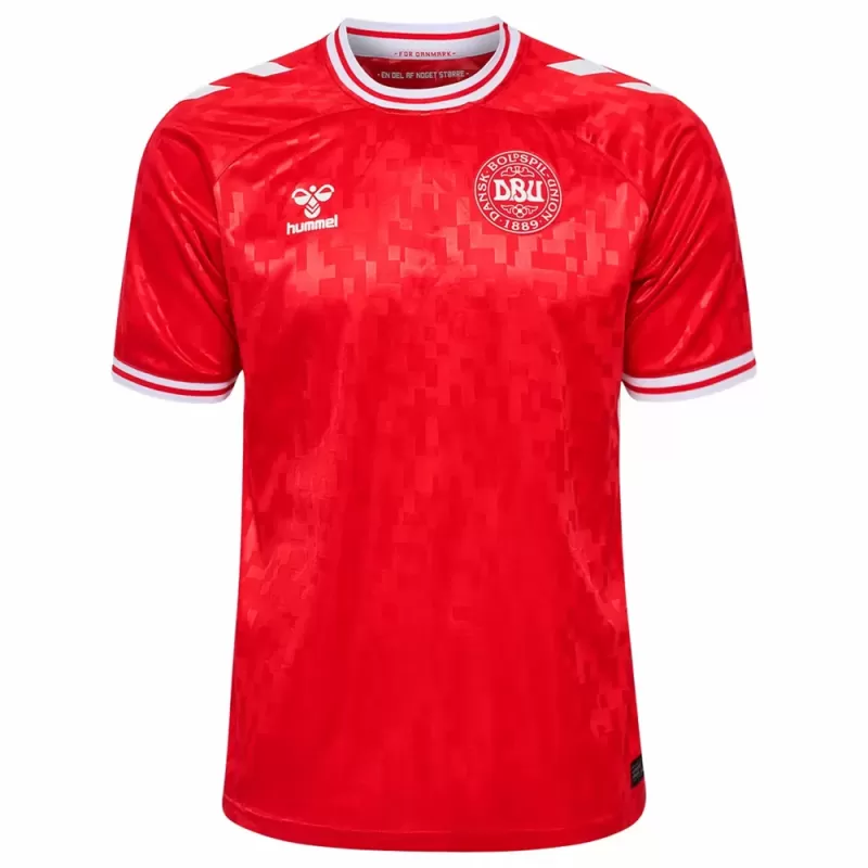 2024 2025 Denmark Mens Home Soccer Jersey Red Embossed Pattern 2024 2025 Denmark Mens Home Soccer Jersey Red Embossed Pattern