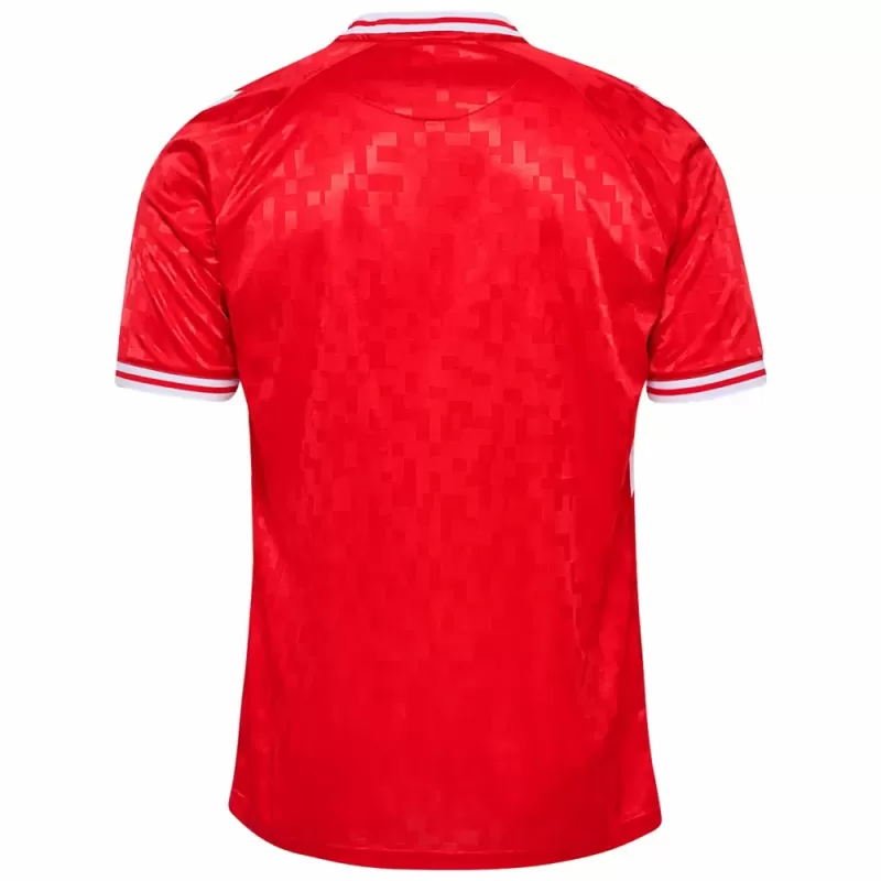 2024 2025 Denmark Mens Home Soccer Jersey Red Embossed Pattern 2024 2025 Denmark Mens Home Soccer Jersey Red Embossed Pattern