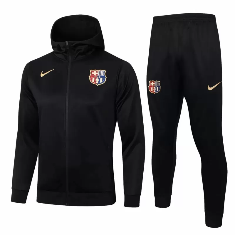 2024 2025 FC Barcelona Mens Black Hooded Presentation Soccer Tracksuit Kit 2024 2025 FC Barcelona Mens Black Hooded Presentation Soccer Tracksuit Kit