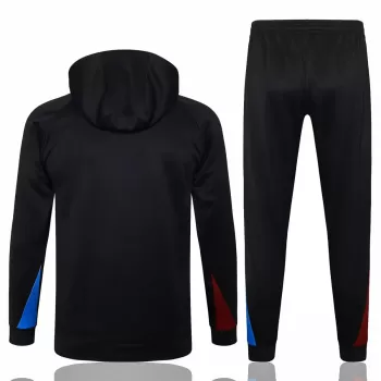 2024 2025 FC Barcelona Mens Black Hooded Technical Soccer Tracksuit Kit