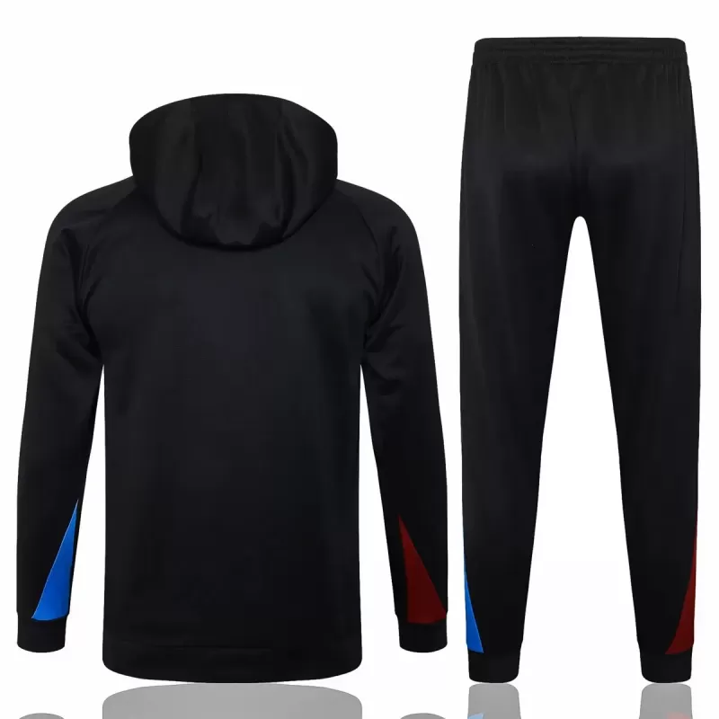 2024 2025 FC Barcelona Mens Black Hooded Technical Soccer Tracksuit Kit 2024 2025 FC Barcelona Mens Black Hooded Technical Soccer Tracksuit Kit
