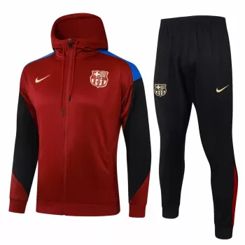 2024 2025 FC Barcelona Mens Red Hooded Presentation Soccer Tracksuit Kit