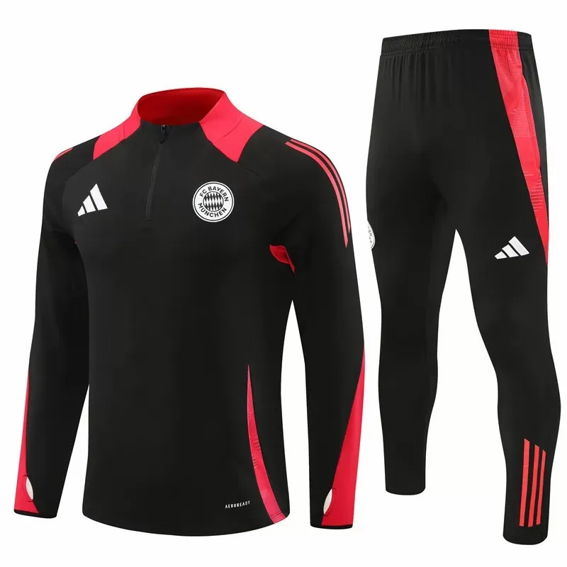 2024 2025 FC Bayern Munich Mens Black Training Technical Soccer Tracksuit Kit