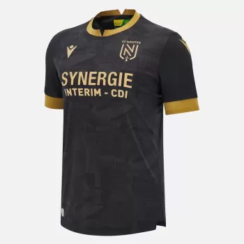 2024 2025 FC Nantes Mens Away Soccer Jersey Black Gold Landmarks