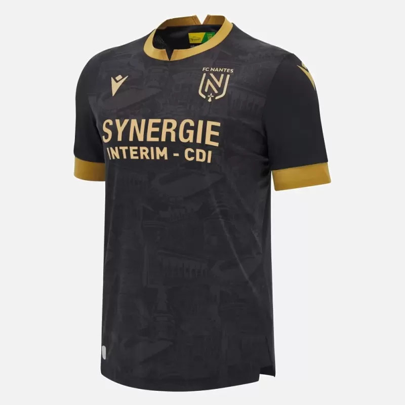 2024 2025 FC Nantes Mens Away Soccer Jersey Black Gold Landmarks 2024 2025 FC Nantes Mens Away Soccer Jersey Black Gold Landmarks