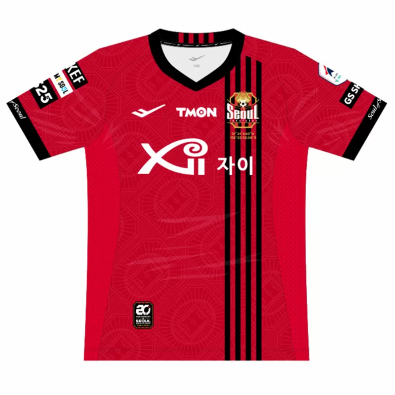 2024 2025 FC Seoul Mens Home Soccer Jersey Red Black