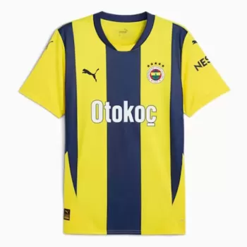 2024 2025 Fenerbahce SK Mens Home Soccer Jersey Yellow Navy Stripes