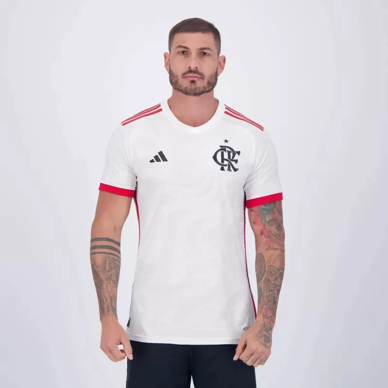 2024 2025 Flamengo Mens Away Soccer Jersey White Waves