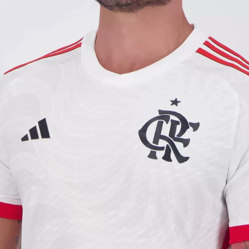 2024 2025 Flamengo Mens Away Soccer Jersey White Waves
