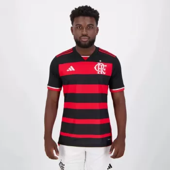 2024 2025 Flamengo Mens Home Soccer Jersey Red Black