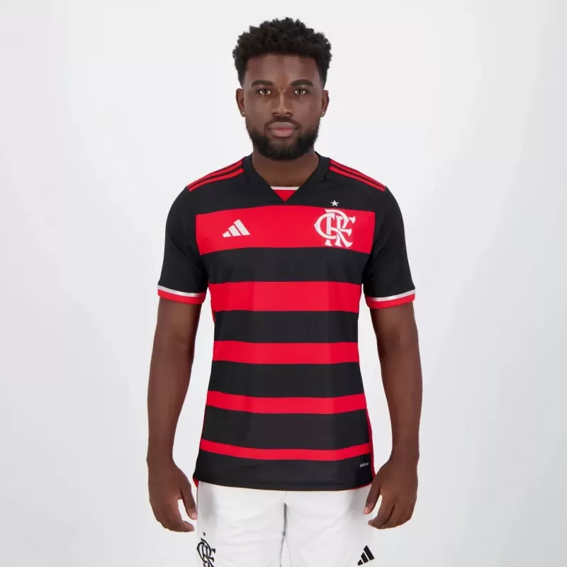 2024 2025 Flamengo Mens Home Soccer Jersey Red Black