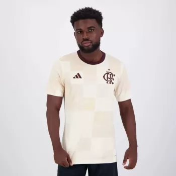 2024 2025 Flamengo Mens Pre Match Soccer Jersey Off-White