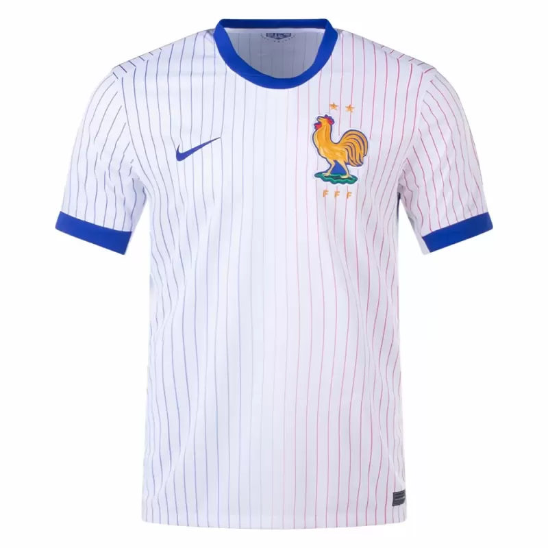 2024 2025 France Mens Away Soccer Jersey White Pinstripe