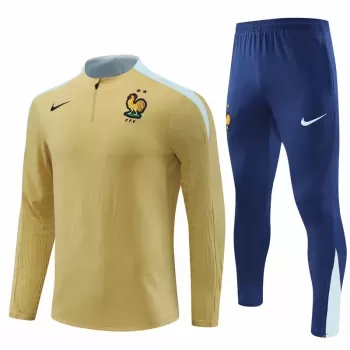 2024 2025 France Mens Gold Training Technical Soccer Tracksuit Kit