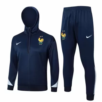 2024 2025 France Mens Navy Hooded Presentation Soccer Tracksuit Kit