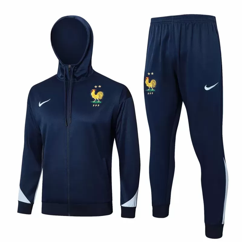 2024 2025 France Mens Navy Hooded Presentation Soccer Tracksuit Kit 2024 2025 France Mens Navy Hooded Presentation Soccer Tracksuit Kit