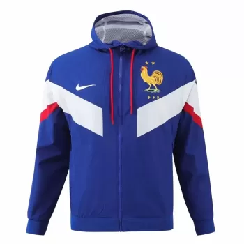 2024 2025 France Mens Navy Hooded Windbreaker Jacket Water Repellent