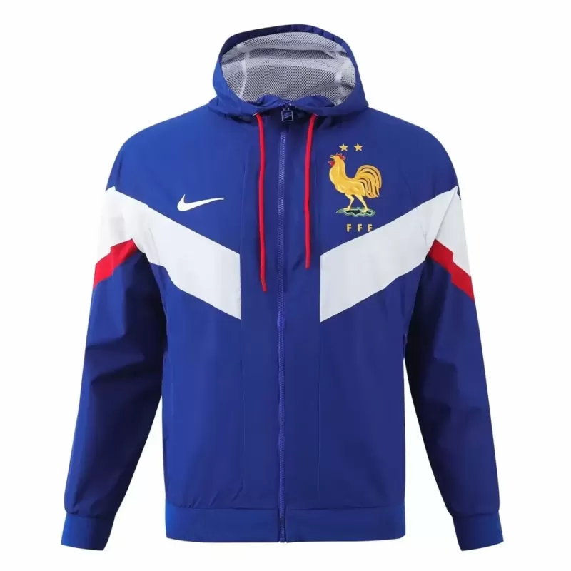 2024 2025 France Mens Navy Hooded Windbreaker Jacket Water Repellent 2024 2025 France Mens Navy Hooded Windbreaker Jacket Water Repellent