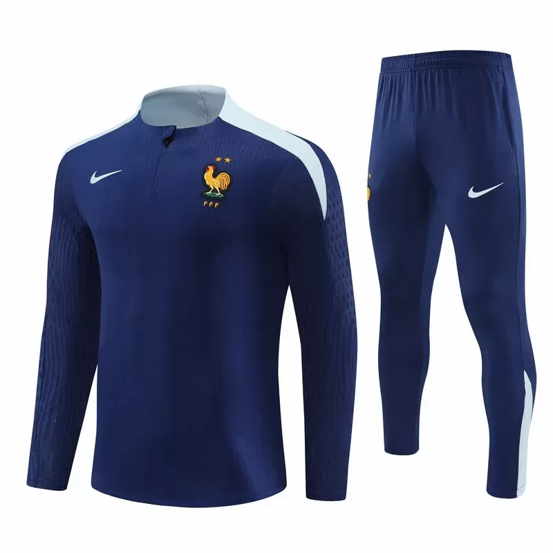 2024 2025 France Mens Navy Training Technical Soccer Tracksuit Kit