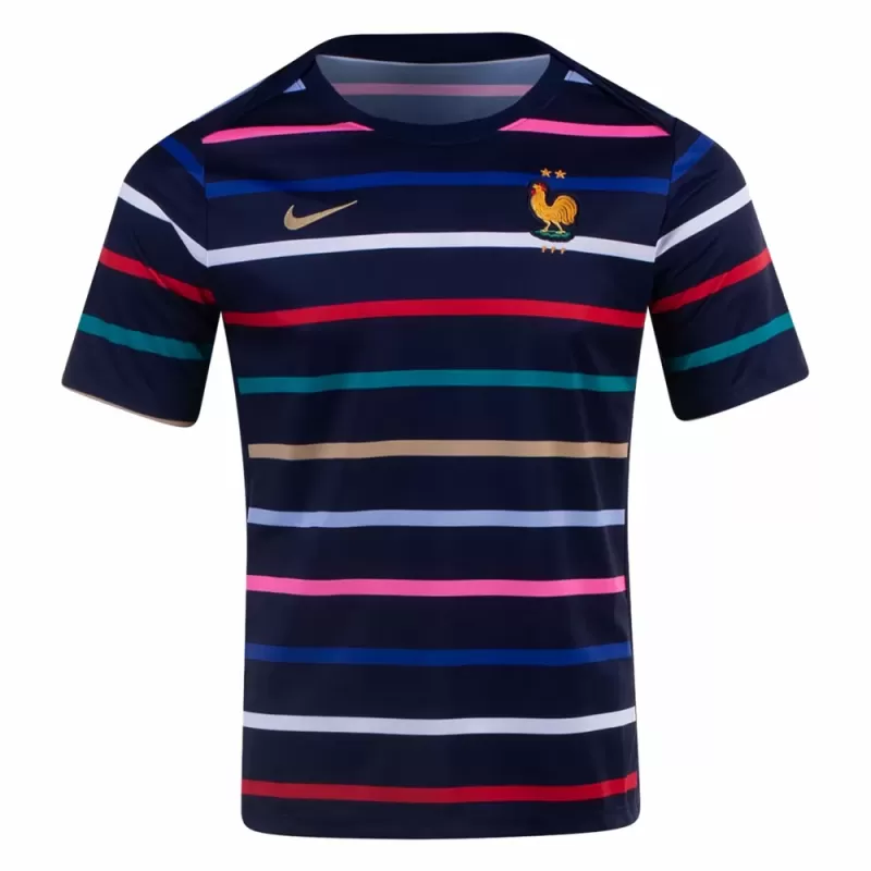2024 2025 France Mens Pre Match Training Soccer Jersey Navy