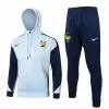 2024 2025 France Mens White Hooded Presentation Soccer Tracksuit Kit