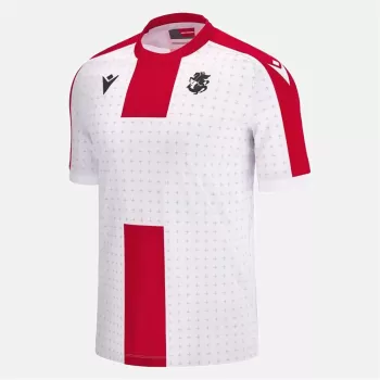 2024 2025 Georgia Mens Home Soccer Jersey White Red Flag Pattern