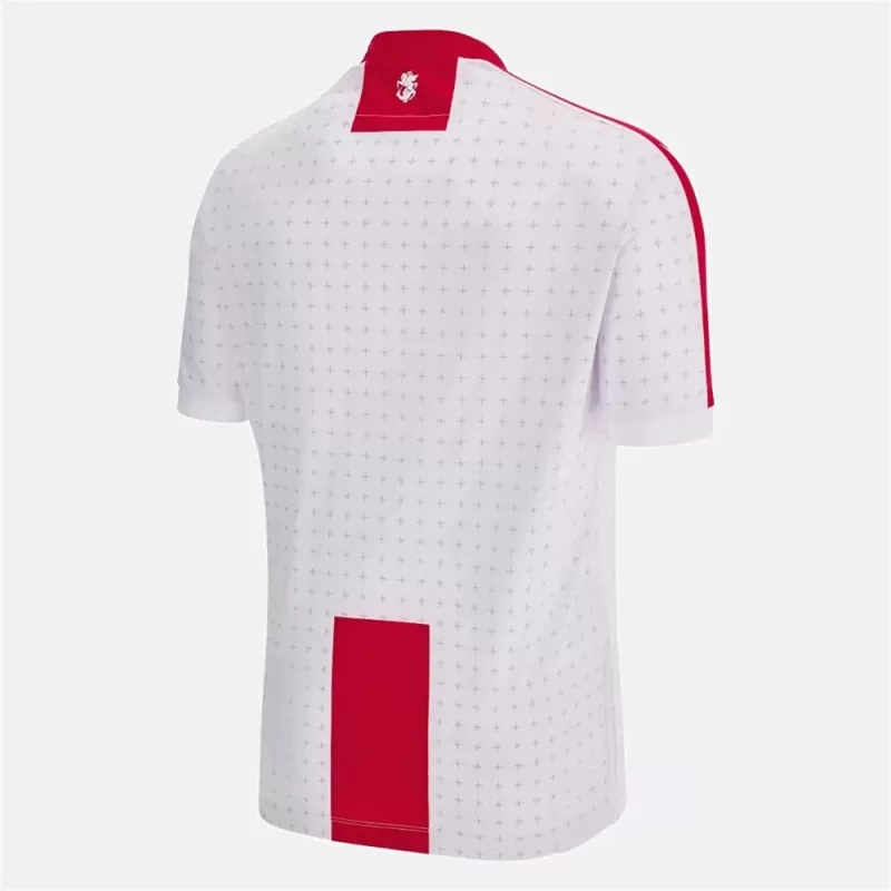 2024 2025 Georgia Mens Home Soccer Jersey White Red Flag Pattern 2024 2025 Georgia Mens Home Soccer Jersey White Red Flag Pattern