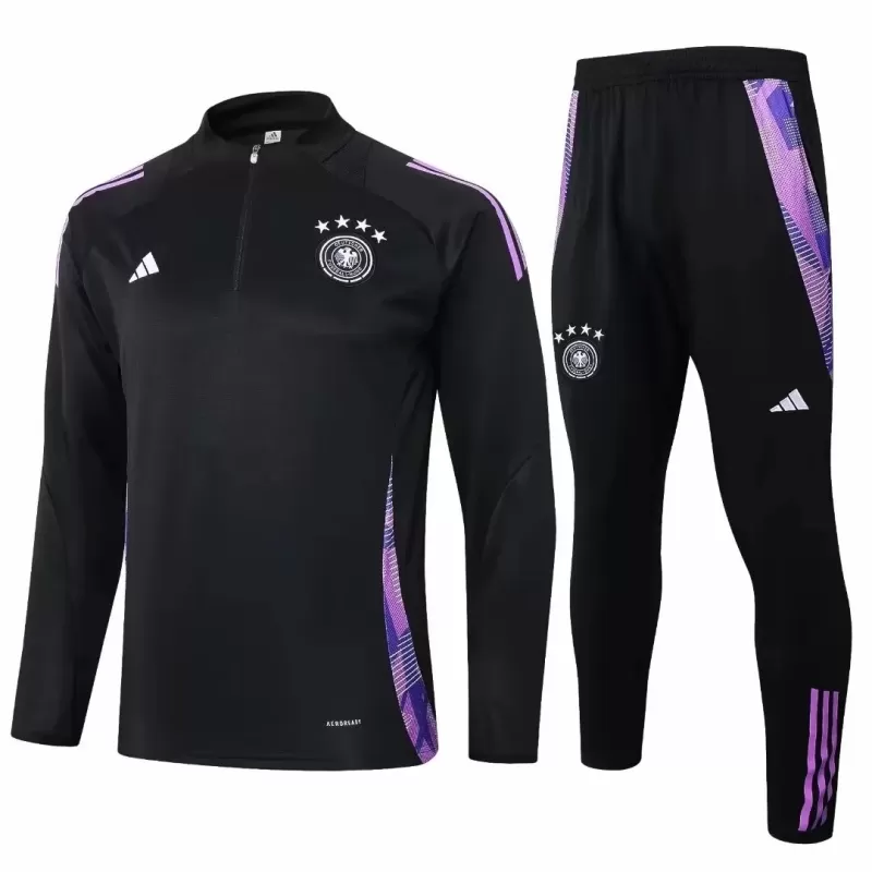 2024 2025 Germany Mens Black Training Technical Soccer Tracksuit Kit 2024 2025 Germany Mens Black Training Technical Soccer Tracksuit Kit