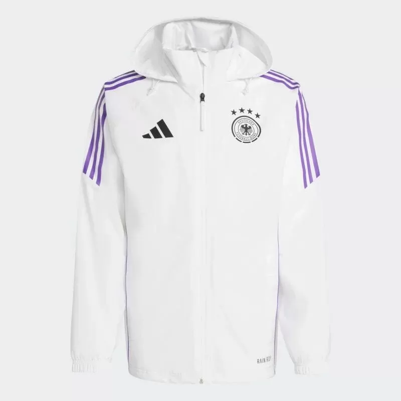2024 2025 Germany Mens Player Rain Jacket White Waterproof 2024 2025 Germany Mens Player Rain Jacket White Waterproof