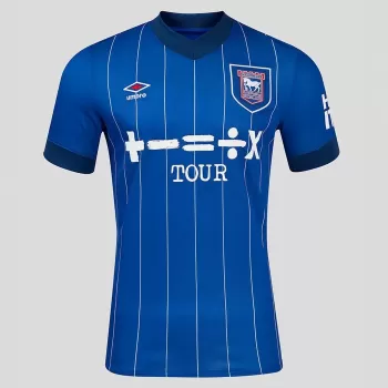 2024 2025 Ipswich Town Mens Home Soccer Jersey White Pinstripe