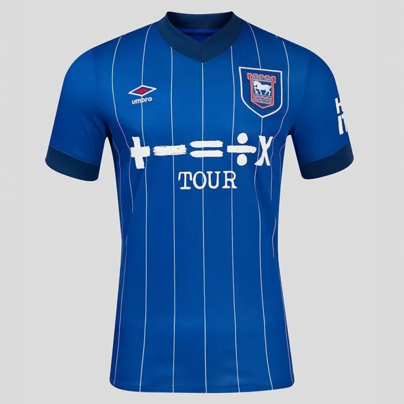 2024 2025 Ipswich Town Mens Home Soccer Jersey White Pinstripe