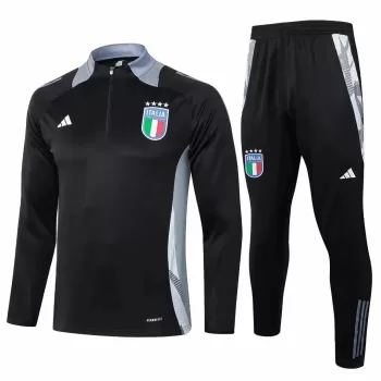 2024 2025 Italy Mens Black Training Technical Soccer Tracksuit Kit