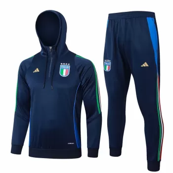 2024 2025 Italy Mens Navy Training Hooded Technical Soccer Tracksuit Kit
