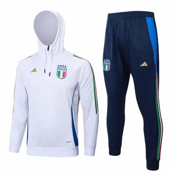 2024 2025 Italy Mens White Training Hooded Technical Tracksuit Kit