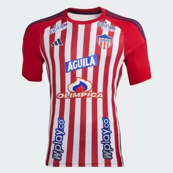 2024 2025 Junior FC Mens Home Soccer Jersey Red White Stripes