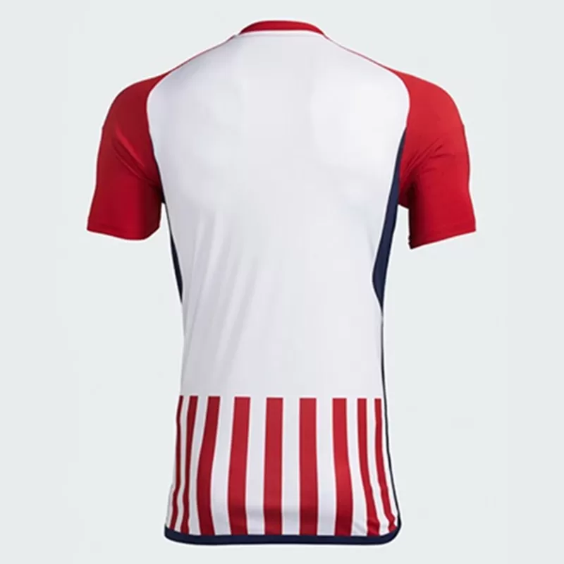 2024 2025 Junior FC Mens Home Soccer Jersey Red White Stripes