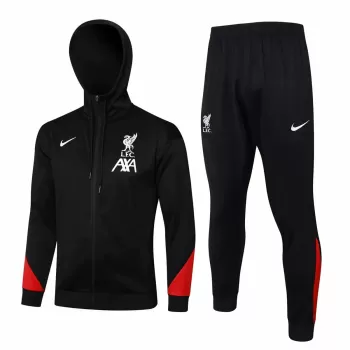 2024 2025 Liverpool FC Mens Black Training Hooded Presentation Soccer Tracksuit Kit