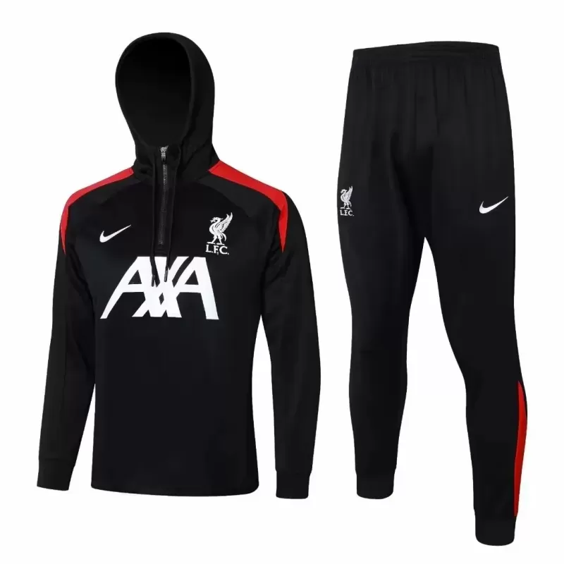 2024 2025 Liverpool FC Mens Black Training Hooded Technical Soccer Tracksuit Kit 2024 2025 Liverpool FC Mens Black Training Hooded Technical Soccer Tracksuit Kit