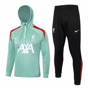 2024 2025 Liverpool FC Mens Green Training Hooded Technical Soccer Tracksuit Kit