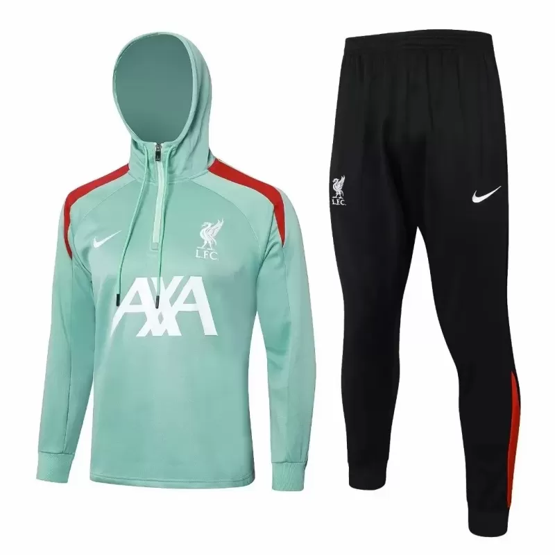 2024 2025 Liverpool FC Mens Green Training Hooded Technical Soccer Tracksuit Kit 2024 2025 Liverpool FC Mens Green Training Hooded Technical Soccer Tracksuit Kit